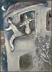 Marc Chagall: Michal rettet David, Original-Lithographie f�r Verve Bilder zur Bibel, 1960 - Drucke | Werke