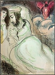 Marc Chagall: Sarah und Abimelech, Original-Lithographie f�r Verve 'Bilder zur Bibel' 1960 | Lithographien