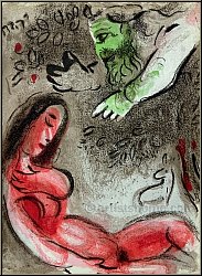 Marc Chagall: 'Eva wird von Gott verdammt' Original-Lithographie f�r Bilder zur Bibel, 1960 - Werke, Originale