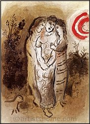Marc Chagall: Naemi (Noomi) mit ihren Schwiegert�chtern Ruth und Orpa, Bilder zur Bibel 1960 | Lithographien
