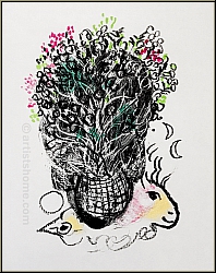 Marc Chagall: Original-Lithographie 'Bouquet' Blumenstrau� in Vase auf B�ttenpapier - Originale | Bilder