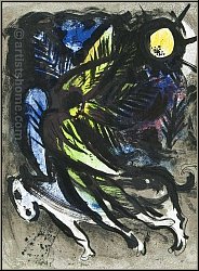 Marc Chagall: 'Der Engel' (L'ange) Original Farblithographie Mourlot 1960 - Lithographien | Werke | Originale