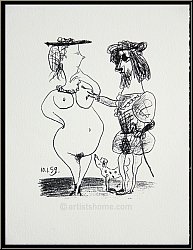 Pablo Picasso: Le seigneur et la dame, 1972, Original-Lithographie f�r 'Souvenirs et portraits d'artistes'