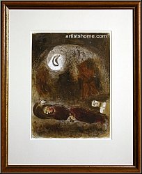 Marc Chagall: Ruth zu F��en des Boas Original Lithographie gerahmt