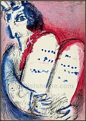 Marc Chagall: Moses 10 Gebote, 1956, Original-Lithographie f�r Bilder zur Bibel, Gesetzestafeln | Werke