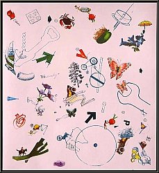 Jean Tinguely: K�nstler-Tapete (rosa) Serigraphie, documenta 1972