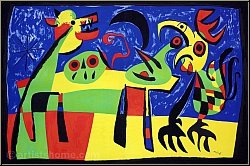 Joan Miro: Der Hund bellt den Mond an (Le chien aboyant à la lune réveille le coq) 1952, Original Lithographie