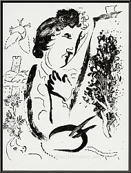 Marc Chagall: 'Vor dem Gem�lde' (Devant le Tableau) 1963, Selbstportrait, Mourlot | Original-Lithographien