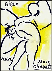 Marc Chagall: Die Bibel 1956, Titelseite, Original-Lithographie (Steindruck) f�r Verve - Bilder | Engel
