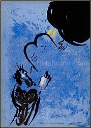 Marc Chagall: Moses empf�ngt die Gesetzestafeln Gottes, Bilder f�r die Bibel 1956 - Originale | Lithographien