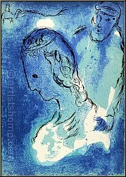 Marc Chagall: Abraham und Sarah, Original Lithographie Bibel 1956, 'Biblisches Alter' - Werke | Originaldrucke