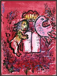 Marc Chagall: Jerusalem Glasmalereien, L�we Judas mit den Gesetzestafeln, Original-Lithographie 1962 | Werke