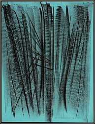 Hans Hartung: L 127, 1964, Original-Lithographie, Abstraktion in schwarz auf Türkis - Kunst | Werke | Drucke