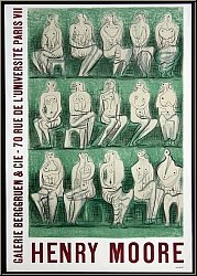 Henry Moore: Galerie Berggruen & Cie, 1957 Seated Figures, Original-Lithographie - Ausstellungsplakate