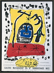 Joan Miro: Galerie Matarasso Nizza 1957, Original-Lithographie Arches B�tten - Ausstellungsplakate Mourlot