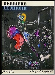 Marc Chagall: Nacht in Paris 'La nuit � Paris' 1954, Original-Lithographie f�r Derriere le miroir 66-67-68