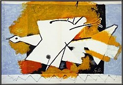 Georges Braque: Der gelbe Vogel 'L'oiseau jaune' 1959, gro�e Farblithographie - Druckgrafik | Lithographien