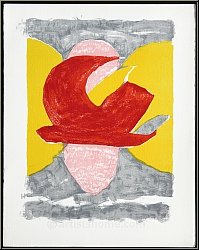 Georges Braque: Original-Lithographie 'Descente aux enfers' Gro�er, roter Vogel, 1961 - Werke | Originale