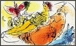 Marc Chagall: Der Akkordeonspieler (L'accord�oniste) 1957, Original Lithographie - Druckgrafik | Originale