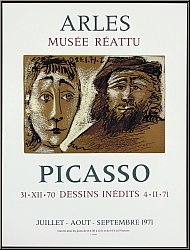 Pablo Picasso: Plakat Mus�e R�attu Arles 'Dessins in�dits' 1971 Lithographie - Mourlot Plakate | Lithographien