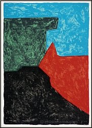Serge Poliakoff: Lithographie in Schwarz, Rot, Blau und Gr�n, 1969 (Composition noire, rouge, bleue et verte)
