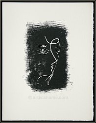 Georges Braque: Original-Lithographie 'Profil de femme' 1955 f�r Mourlots 'Souvenirs et portraits d'artistes'