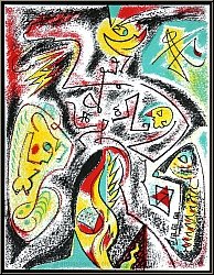 Andr� Masson: Lithographie Turbulenzen, 1969, mit mystischen Symbolen und abstrakten Figuren Werke | Originale