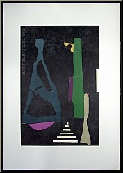 Andr� Lanskoy: Figuren auf Schwarz 1973, Farblithographie handsigniert, 50 Exemplare | Originale | Bilder