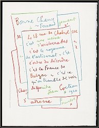 Jean Cocteau: Manuskript (Manuscrit) 1960, Original-Lithographie, Gru�wort an Fernand Mourlot - Werke | Drucke