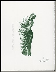 Apel-les Fenosa: 'Tramontane' Frau im Wind 1972, Original-Lithographie f�r Souvenirs et portraits d'artistes