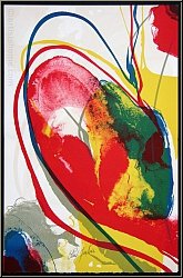 Paul Jenkins: Original-Lithographie 'Composition pour Eric' 1972, Abstraktion in Rot, Gelb, Blau auf B�tten