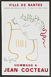 Jean Cocteau: Ville de Nantes, Mus�e des Beaux-Arts 1964, Hommage � Jean Cocteau, Mourlot, Originalplakat