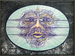 Bernhard J�ger: Gesicht 'Im Oval' 1974 Original-Lithographie, signiert, eines der legend�ren 'R�ntgenbilder'