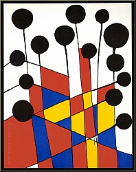 Alexander Calder: 'Balloons' Original-Lithographie, 1971, schwarze Luftballons in einer bunten Welt - Drucke