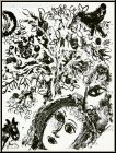 Marc Chagall: P�rchen vor dem Baume, Original Lithographie 1960