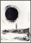 Marc Chagall: 'Vision von Paris' 1952, R�ckseite mit der Original-Lithographie 'Schwarze Sonne �ber Paris'