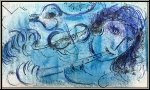 Marc Chagall: Der Fl�tenspieler (Fl�tist) 1957, Original Lithographie