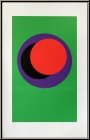 Genevi�ve Claisse: 'Cercles' Op-Art, Lila Schwarz Rot auf Gr�n, 1967, signiert - Originale | Siebdrucke