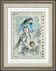 Marc Chagall: 'Blaues Pferd mit Paar' Cheval bleu au Couple, 1982, Original-Lithographie - Werke | Originale