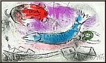 Marc Chagall: Ein blauer Fisch, 1957, Lithographie, Fr�hling in Paris